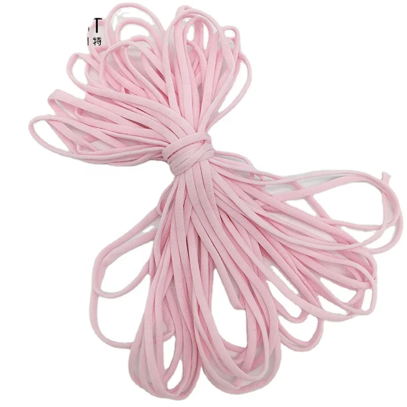 3.5mm Spandex Pink Flat elastic band earloop for facemask material