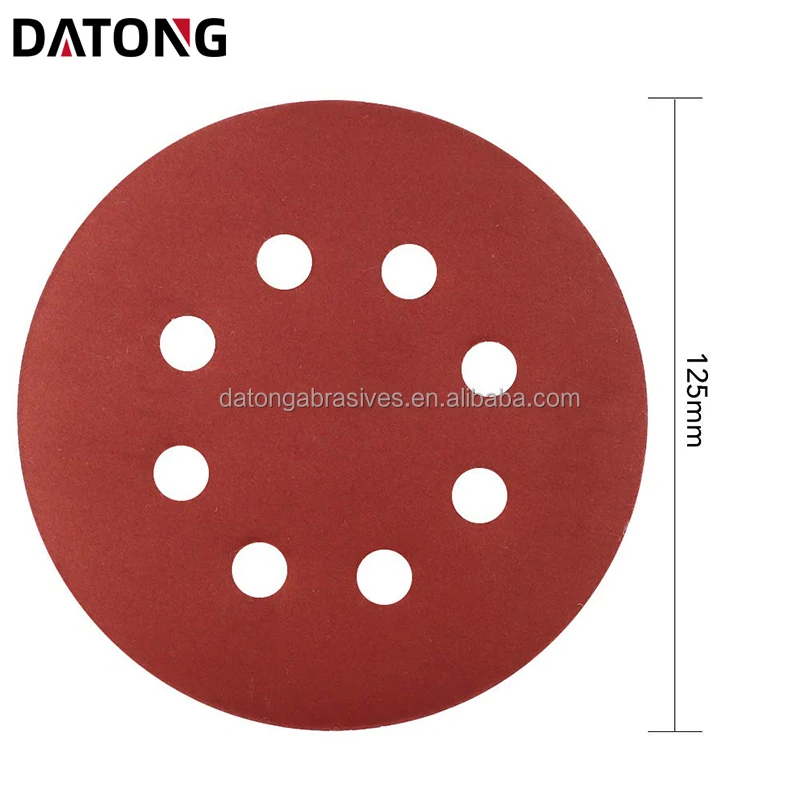 Datong 100pcs 120 Grit 5 inch 8 Hole Hook and Loop Sanding Disc Sandpaper Premium Aluminium Oxide Sand Paper for Drywall Sander