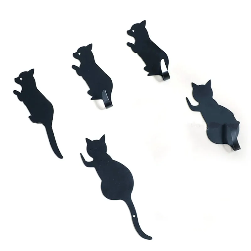 Hot Sale Cute Cat Tail Shape Decorative Metal Wall Door Clothes Coat Hook Rack Iron Cat Key Hanger