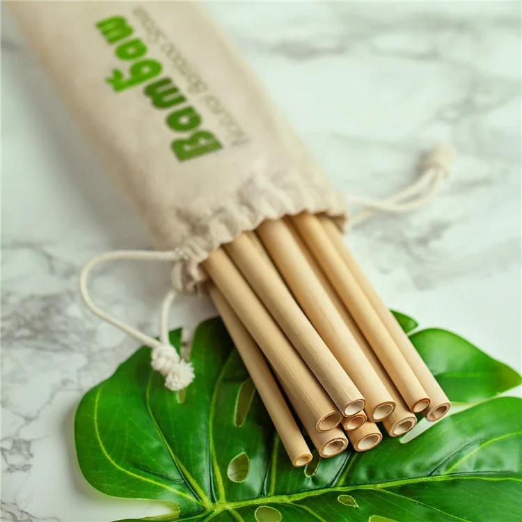 
Customized Travel Juice Cocktail Organic Eco Friendly Compostable Biodegradable Reusable Straws Drinking Bamboo Straw 