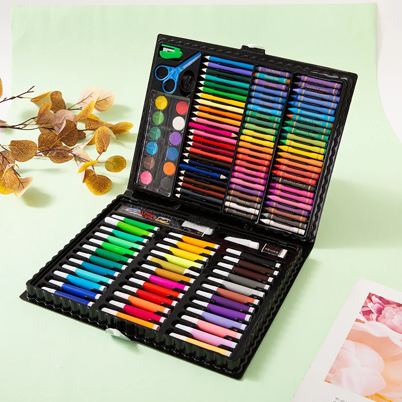 X1026-2 Hot Selling 150 Pcs Kids Drawing Kit Children Painting Art Sets Watercolored Pens Colored Pencil Crayon Art Box For Draw