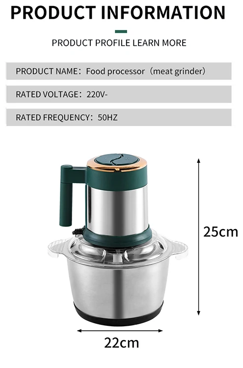 5 Blade Heat And Slip Heat Resistant Meat Chopper Masher And Smasher Electronic Meat Chopper Mini Electric 3L Meat Chopper
