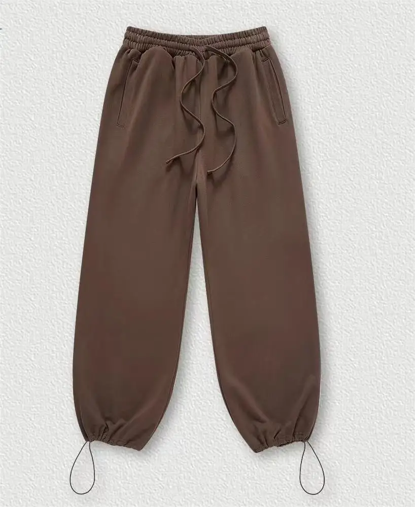 High Quality Custom Bottom Drawstring Cotton Baggy oversized street parachute pants men