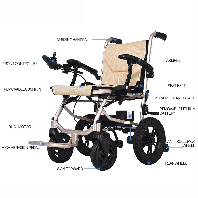 Lithium battery life folding wheelchair foldable aluminum electricity mobility wheelchairs price list