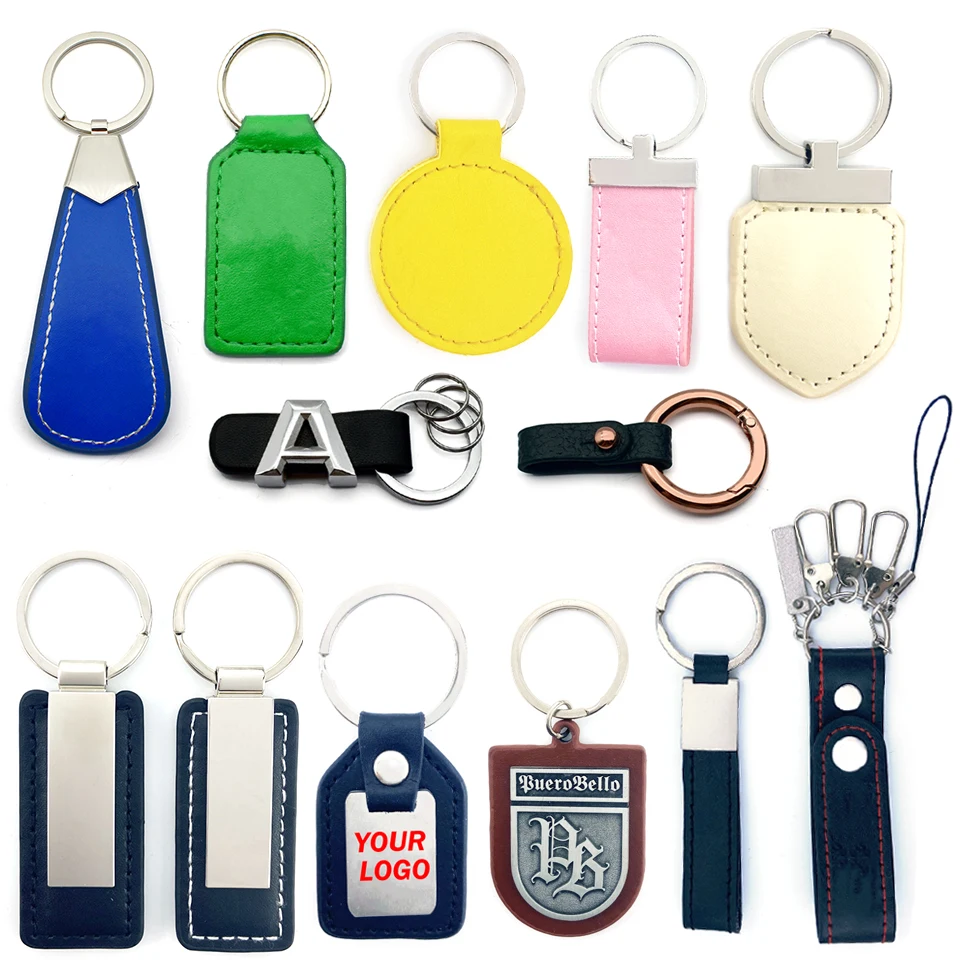 Пустой может быть лазерный тисненый логотип Узор Оптом кожа искусственная на заказ брелок