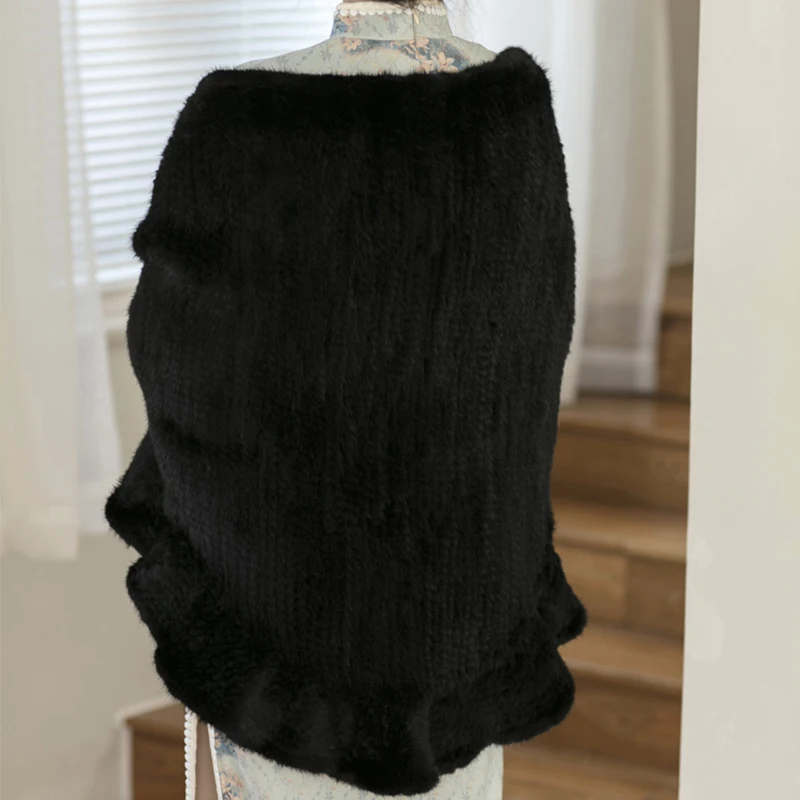 Luxury Handmade Fur Shawl Winter Womens Cape Wedding Decoration Shawl Mink Fur Ladies Women Clothing Casual OEM Spring OVERCOAT