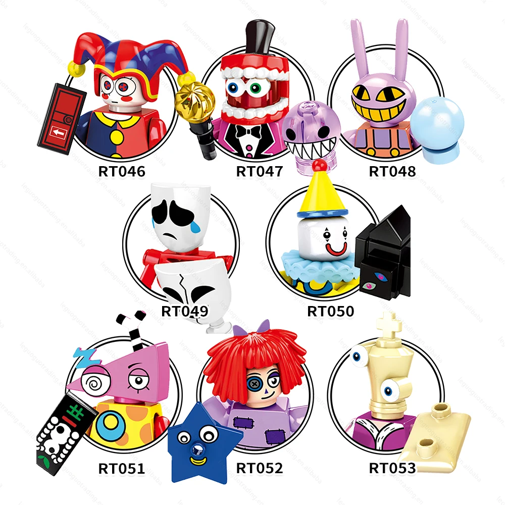 RT046-053 The Amazing Digital Circus Cartoon Anime Cute Pomni Jax Clown Digital Circus Mini Plastic Building Blocks Kids Toys