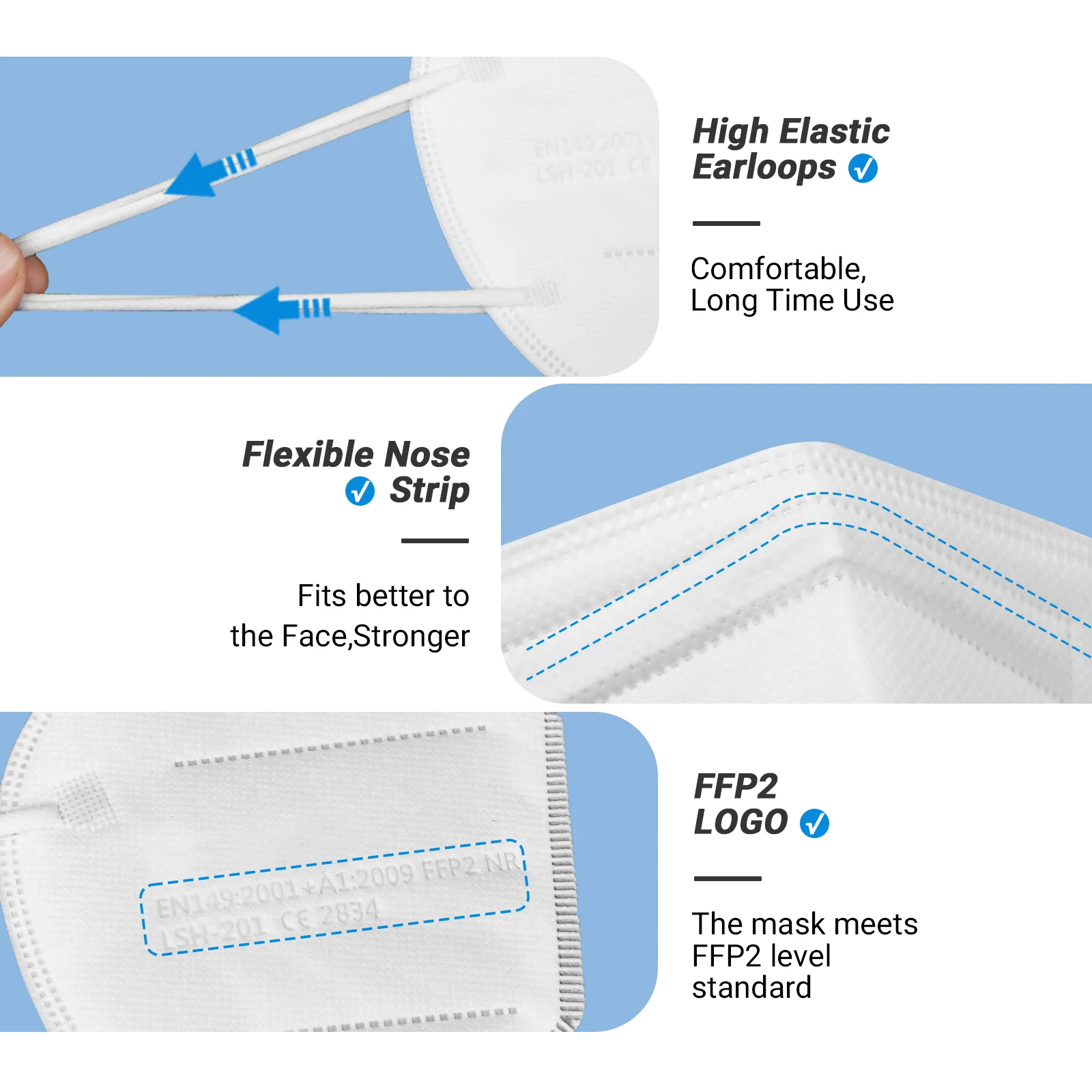 Amazon Hot Sale respirator Disposal Protective mascarillas ffp2 Face Masks White respirator Half facemask