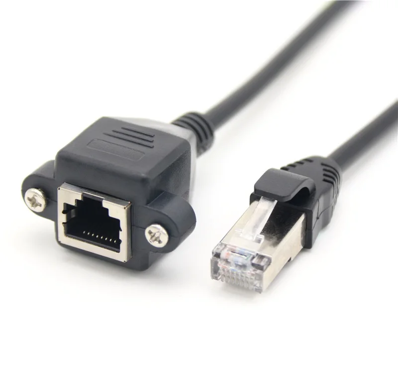 Stock High Quality Panel mount RJ45 Male to RJ45 Female extension 8P8C rj45 cables