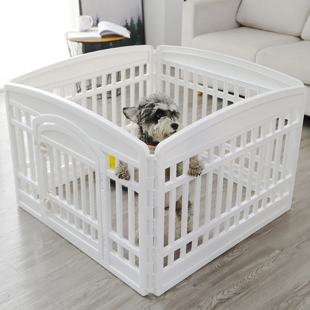 Low MOQ Hoopet Fashion Foldable Resin Pet Furniture Dog Playpen Crib With Door