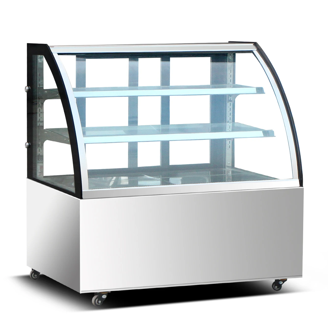 Хит продаж, витрина для торта, холодильник, витрина для торта, изогнутый стеклянный шкаф для торта из нержавеющей стали