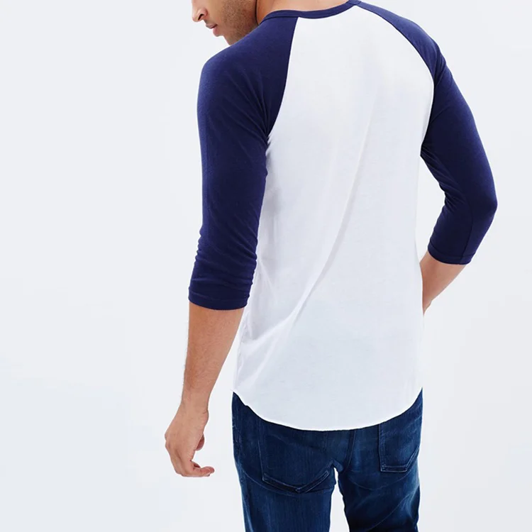 Maxgarment High Quality Wholesale Price 60% Cotton 40% Polyester Men Oem 3/4 Sleeve Baseball T Shirt