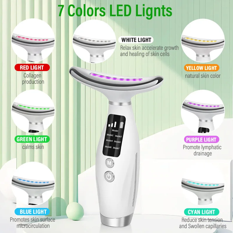 7-in-1 Red Light Therapy Electric Face Neck Lifting Treatment Massager Anti Instrument Facial Lifting And Anti-Aging Wrinkle