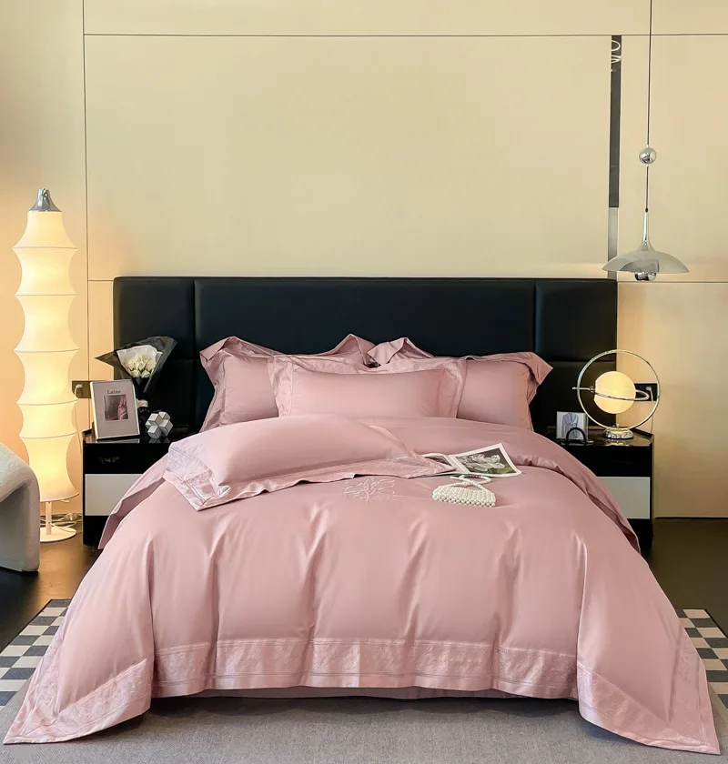 Wholesale Luxury 100% Organic Bamboo Fiber Bed Sheet Sets Solid Color Bamboo Bedding Set