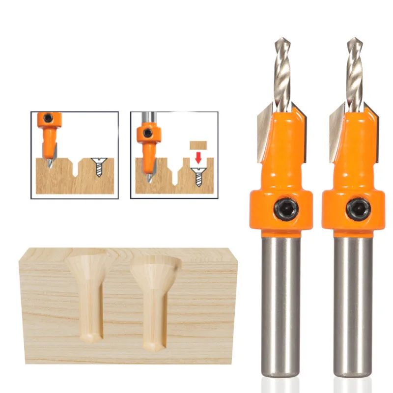 Countersink Drill Bits Adjustable Woodworking Countersunk Router Bit 90 degrees Chamfer Screw Hole Drilling Tools