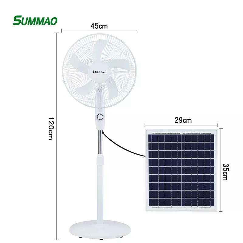 Five Blades Standing Pedestal Fan 16 Inch Solar Fan