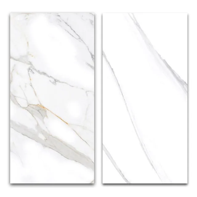 High Glossy Polished Glazed Tiles 600x1200mm White Marble Stone Look for Kitchen Floor and Wall Tiles