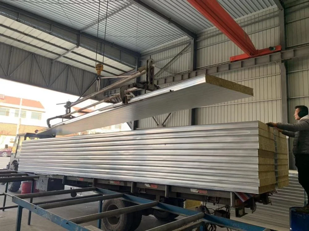 Heat and Sound Insulation mineralwool Professional Factory Supplier Sandwich Panel Warehouse Used rock wool Sandwich Panel Metal