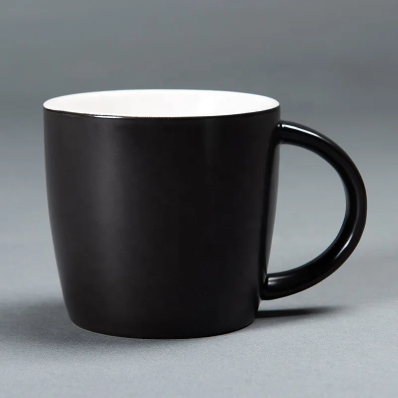 Matte Black Matt White Porcelain Handmade 400ml 16OZ porcelain tea coffee cup ceramic mug with customized logo Cup