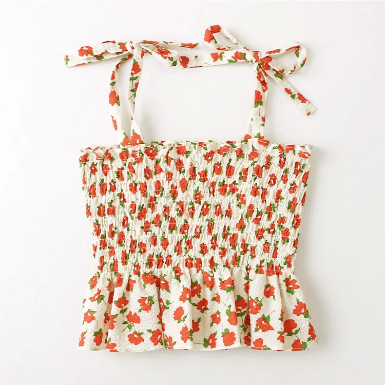 Lovely Refreshing Children Tank Top Floral Printed Baby Girl Clothing Toddler Suspenders Top Girls Shirts