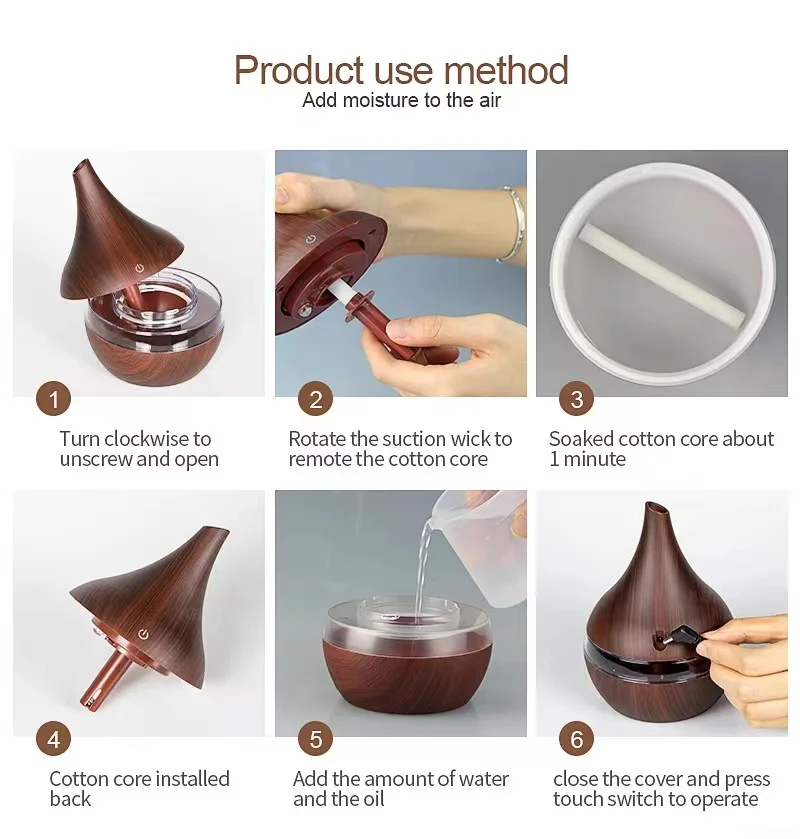 Electric oil Aromatherapy wood grain Ultrasonic air diffuser USB Mini Portable Desktop Air Cooler Car Humidifier Diffuser