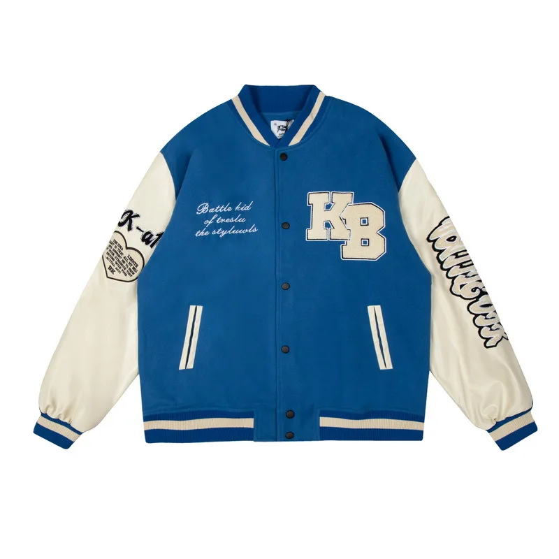 Мужские куртки RBX с воротником-стойкой бейсбольные Letterman Varsity кожаными рукавами