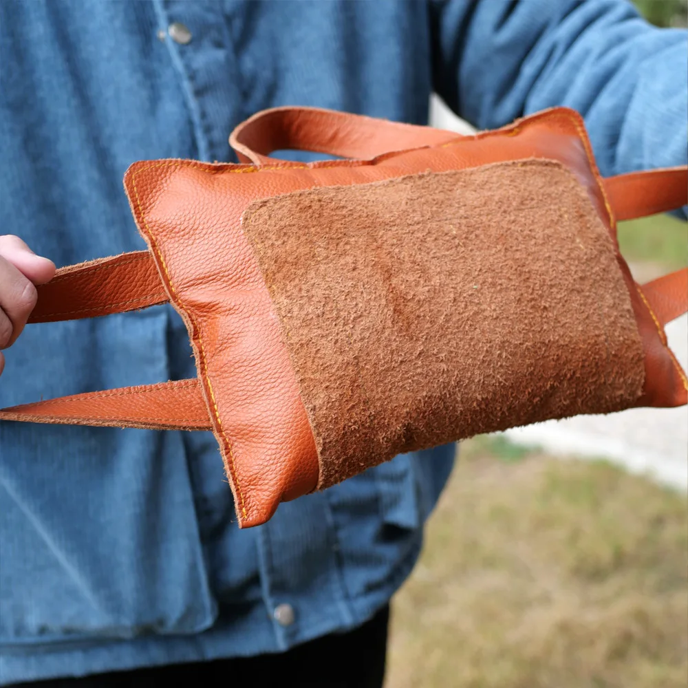 Durable Leather Bite Pillow for German Shepherds and Malinois Training, Heavy-Duty Dog Bite Toy with Three Handles