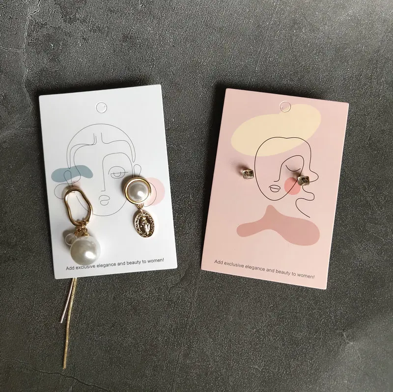 pink paper jewelry packaging and display card for women earrings