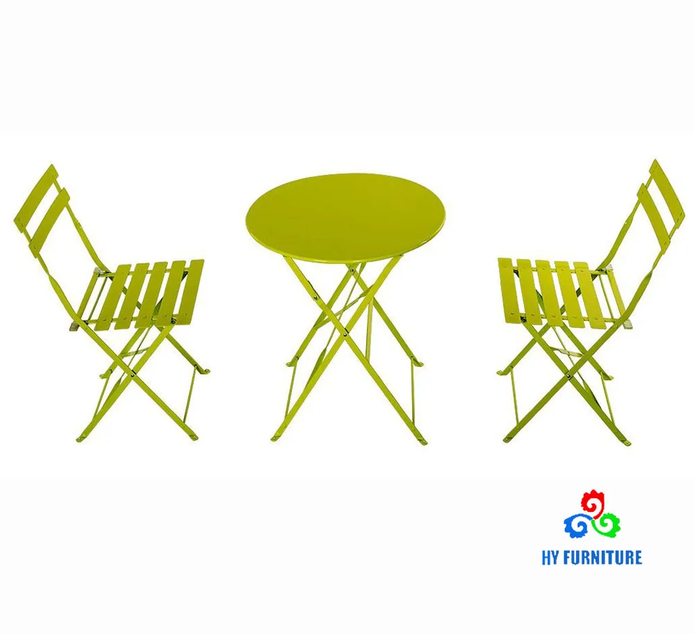 Folding steel outdoor garden table and chairs set