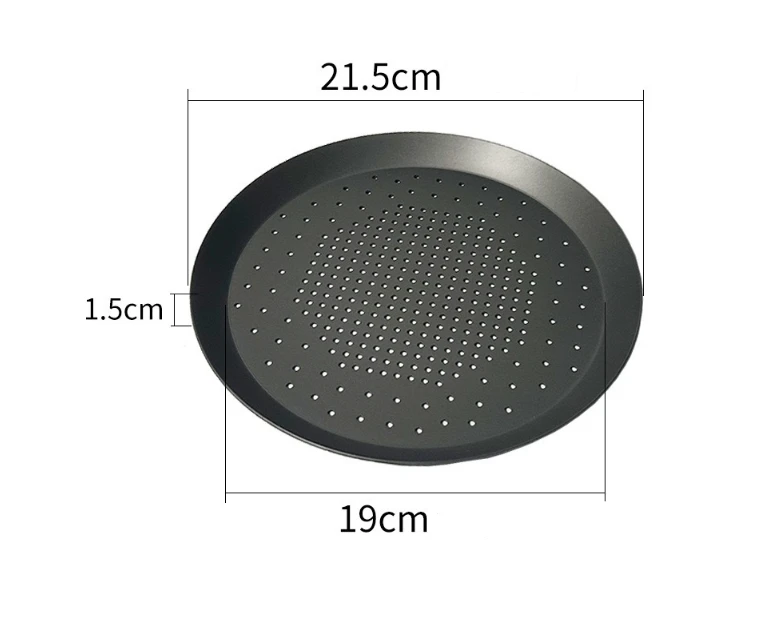 7.5 Inch Round Pizza Baking Tray Anodized Hard Film Aluminum Perforated Pan