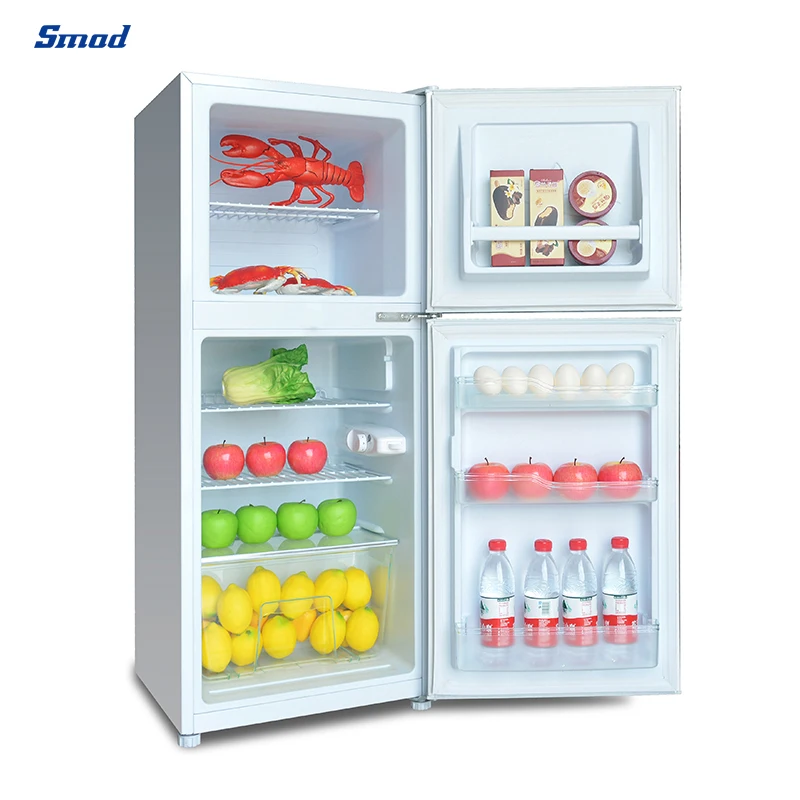 DC 12V Double Door Top Freezer Refrigerator Household Solar Fridge