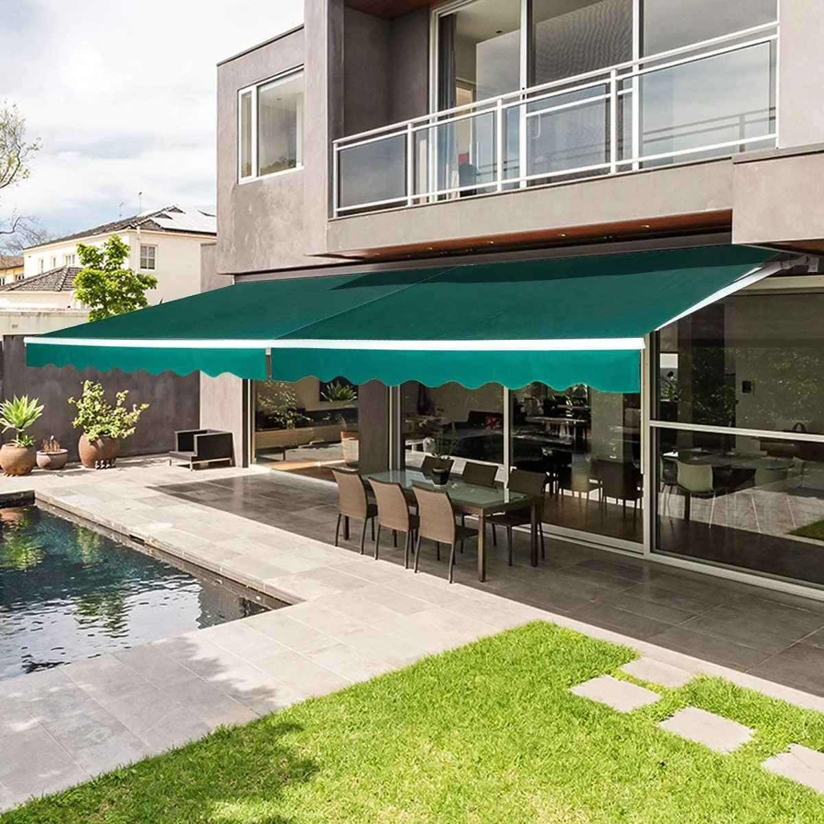 Aluminum Electric Motor retractable roof awning pergola standing wind out awning for terraces