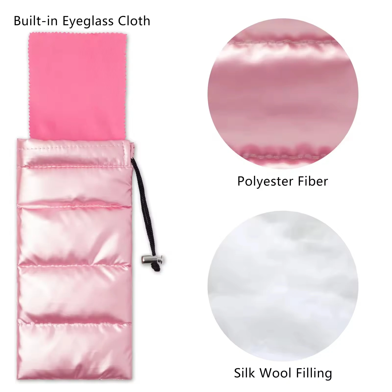 Custom Slim Microfiber Soft Luxury Glasses Storage Packaging Bag For Eye Wear Quilted Synthetic Down Sunglasses Case Pouch
