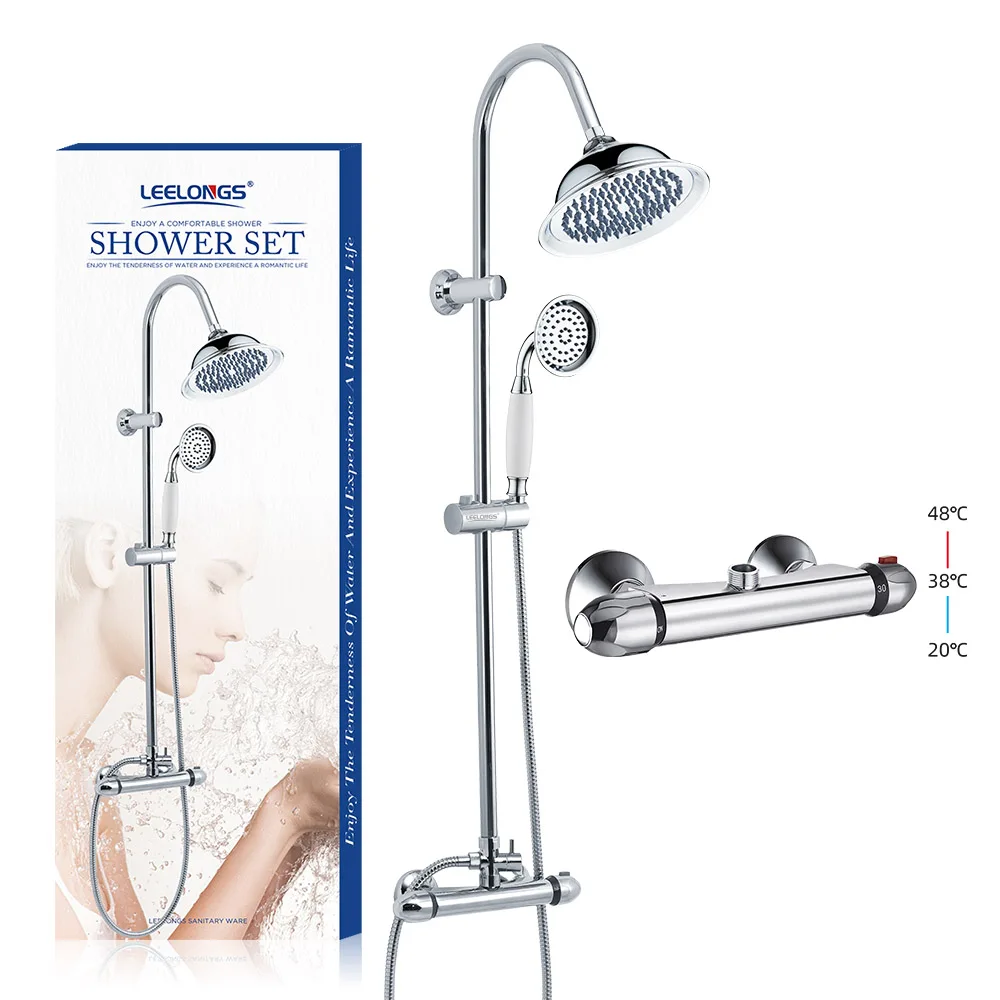 Chrome Classic Bell Legend Design Wall Mount Shower Faucet Column Bath Set
