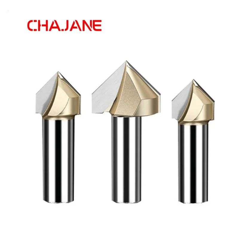 90 Degrees V-type Woodworking Milling Cutter Carbide CNC Router Bit V Groove for Wood MDF Cutting Slotting Engraving