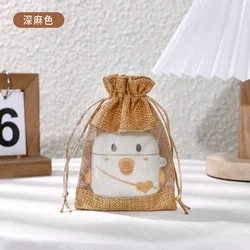 Christmas Linen Bags with Drawstrings,Christmas Burlap Goody Gift Bags with Double Jute Drawstrings