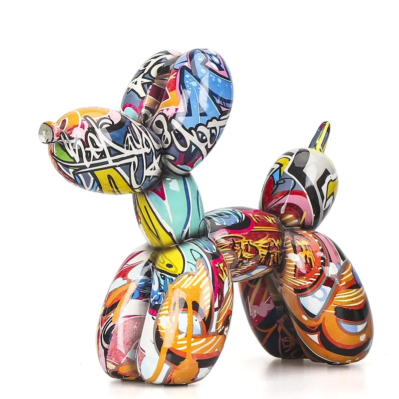 Modern luxury artware figurines 3D polyresin dog statue resin crafts balloon dog art sculptures home decoration