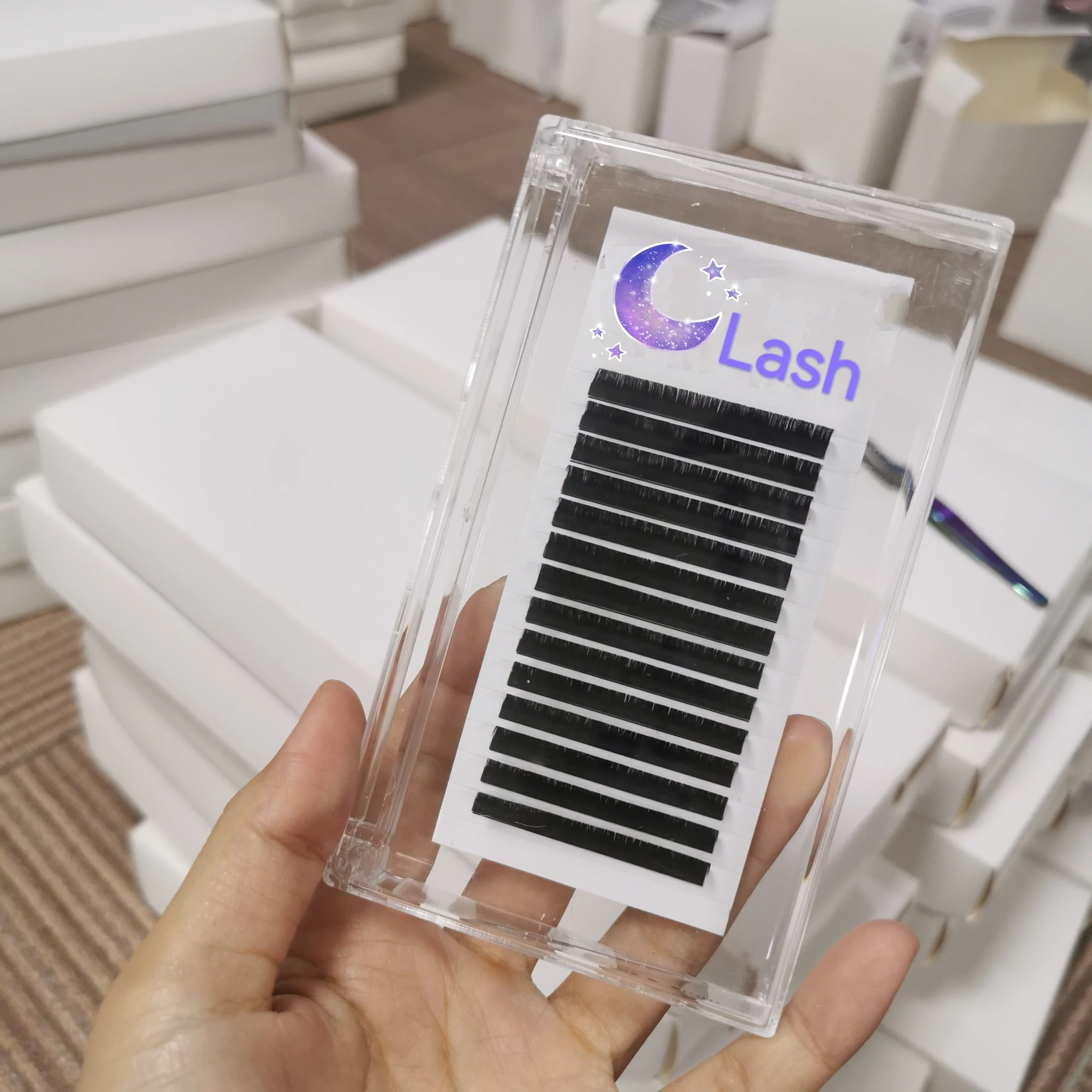 Korean pbt fiber lashes supplies 5-25mm C CC D DD L M curl lashes trays easy fan super soft eyelash extension