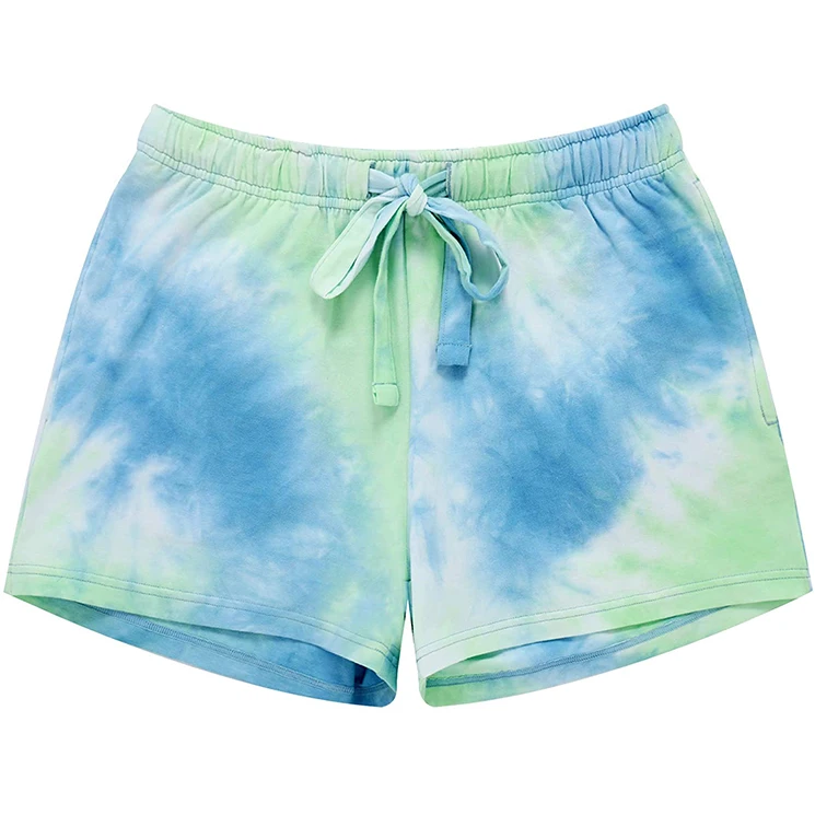 
2021 Soft Leisure tie dye colors two piece v neck short set pajama for Women 