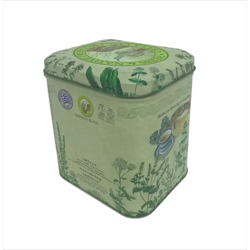 Custom size printed food grade tea coffee storage metal tin rectangular tin box tea metal tin