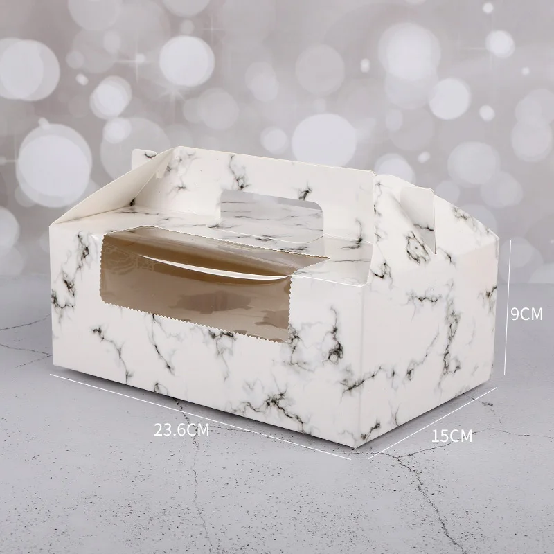 Оптовая продажа, глубокая индивидуальная причудливая коробка для кексов с 6 отверстиями и ручкой