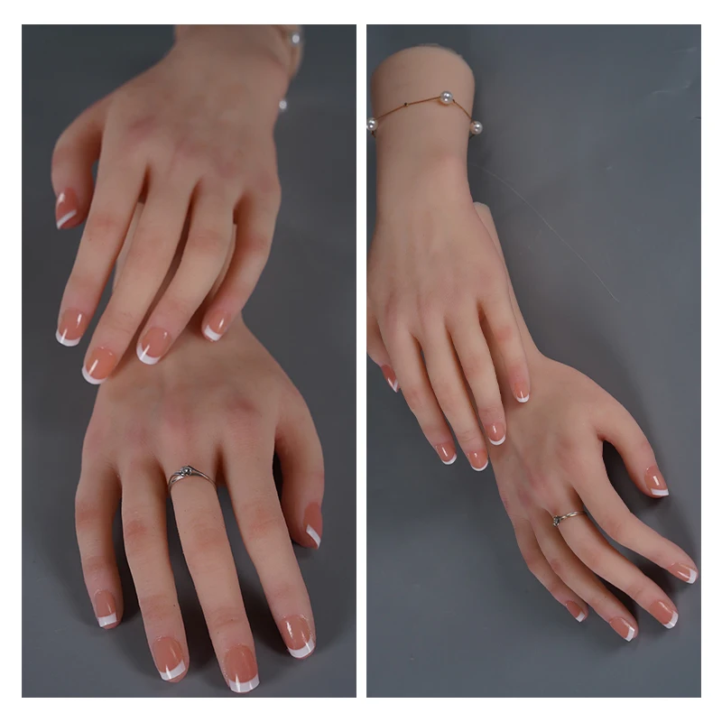 Eta Female Silicone Lifelike Movement Model Manual Flexible Finger Adjustment Nail Ring Bracelet Jewelry Display Silicone Hand