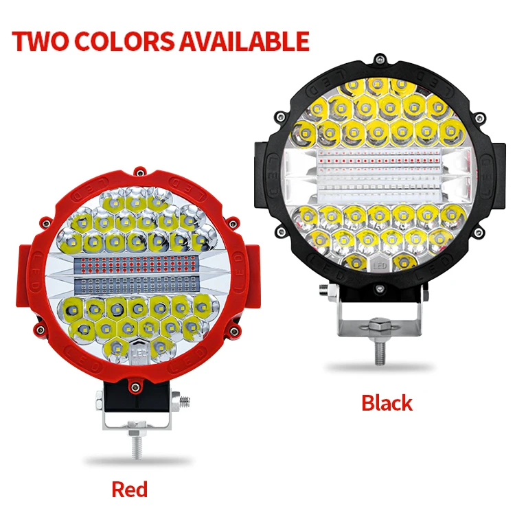 High Performance highlight spotlight dual color red blue flash 51w 7 inch round excavator work light
