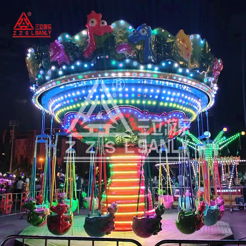 Dinosaur Theme Kids Amusement Park Rides Fairground Attraction Swing Carousel Ride Flying Chair For Sale