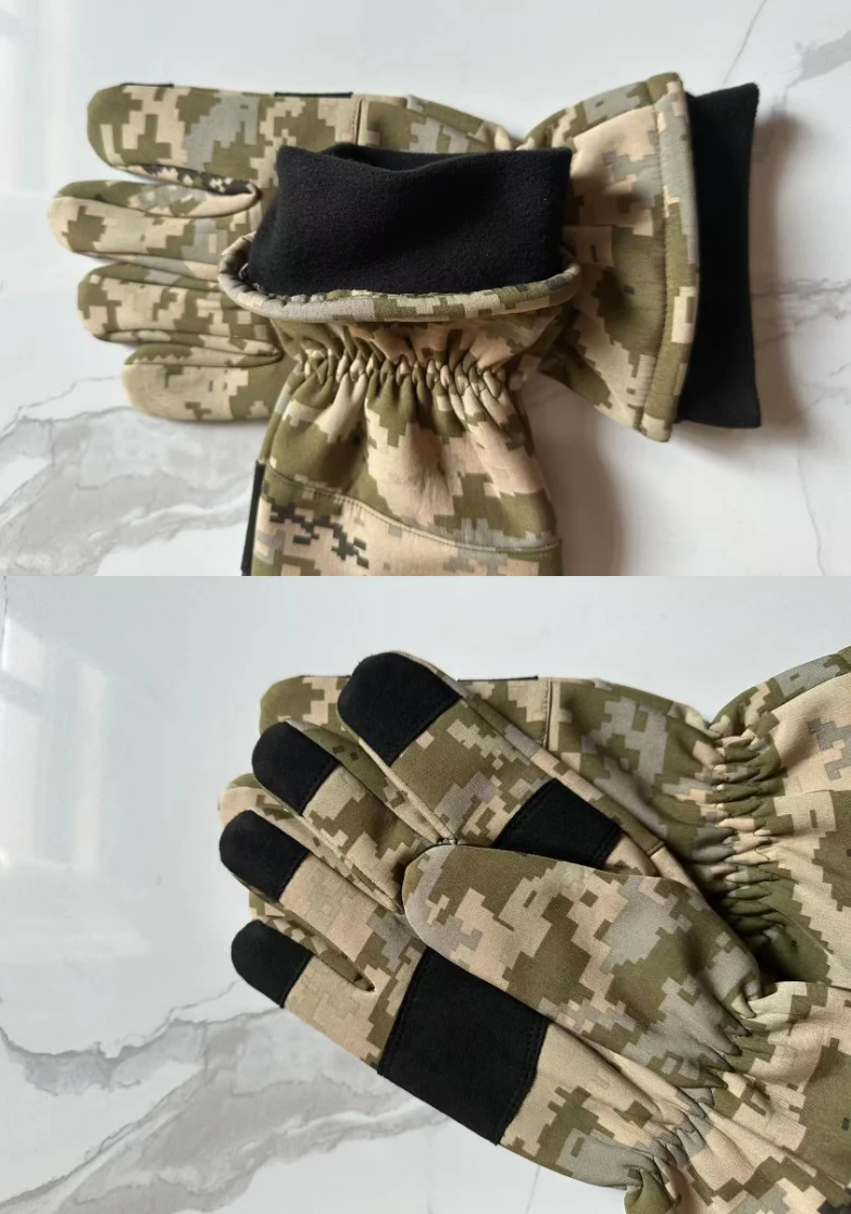 DFG929  Softshell winter warm Ukraine digital camouflage MM14 tactical gloves