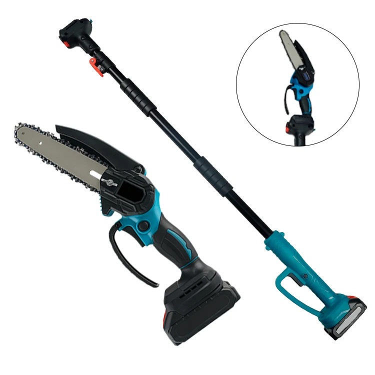 Original factory lithium battery powered 2000mAh long reach high branch extension telescopic pole cordless chainsaw tree pruner