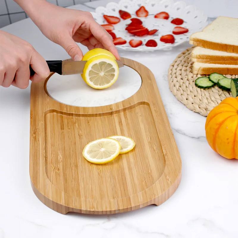 Oval Shape Custom Marble Wooden Kitchen Wooden Cheese Board Equipped With Tool Exclusive For Cheese Common