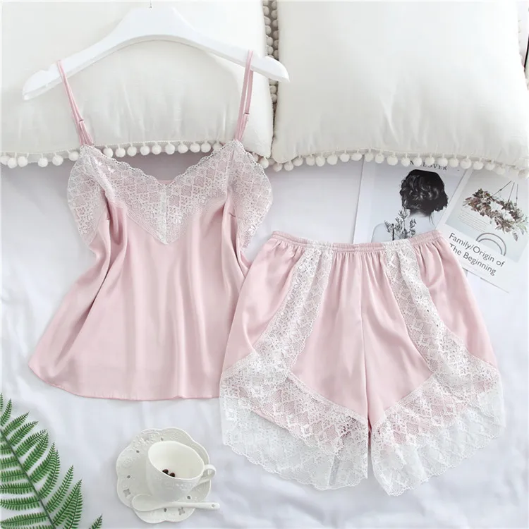 FS062 Multicolor Nude Women Babydoll Sling Short Ladies Erotic Photos Silk Sexy Pajamas Set Sexy Lace Lingerie Sleepwear Set