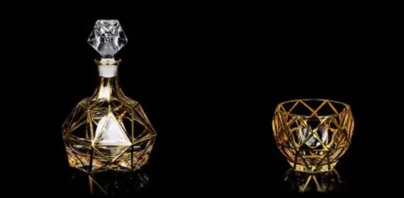 The Latest European Czech Crystal Glass Golden Whiskey Wineglass Set