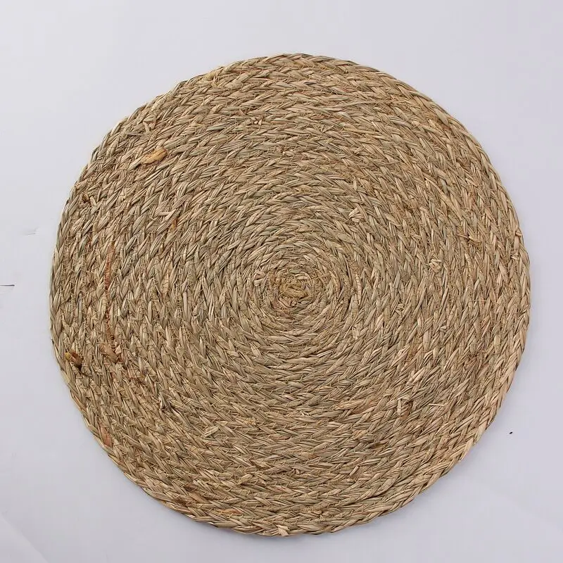 Multipurpose Usage Natural Straw Round Rattan Placemats Braided Tablemats